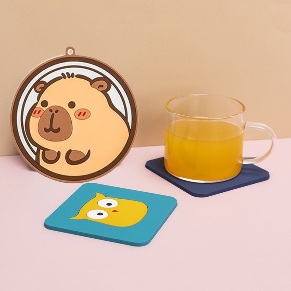 

4PCS/SET Round Bear Coaster Anti Slip Tea Cup Holder Cute Pot Mat Home 4PCS/SET