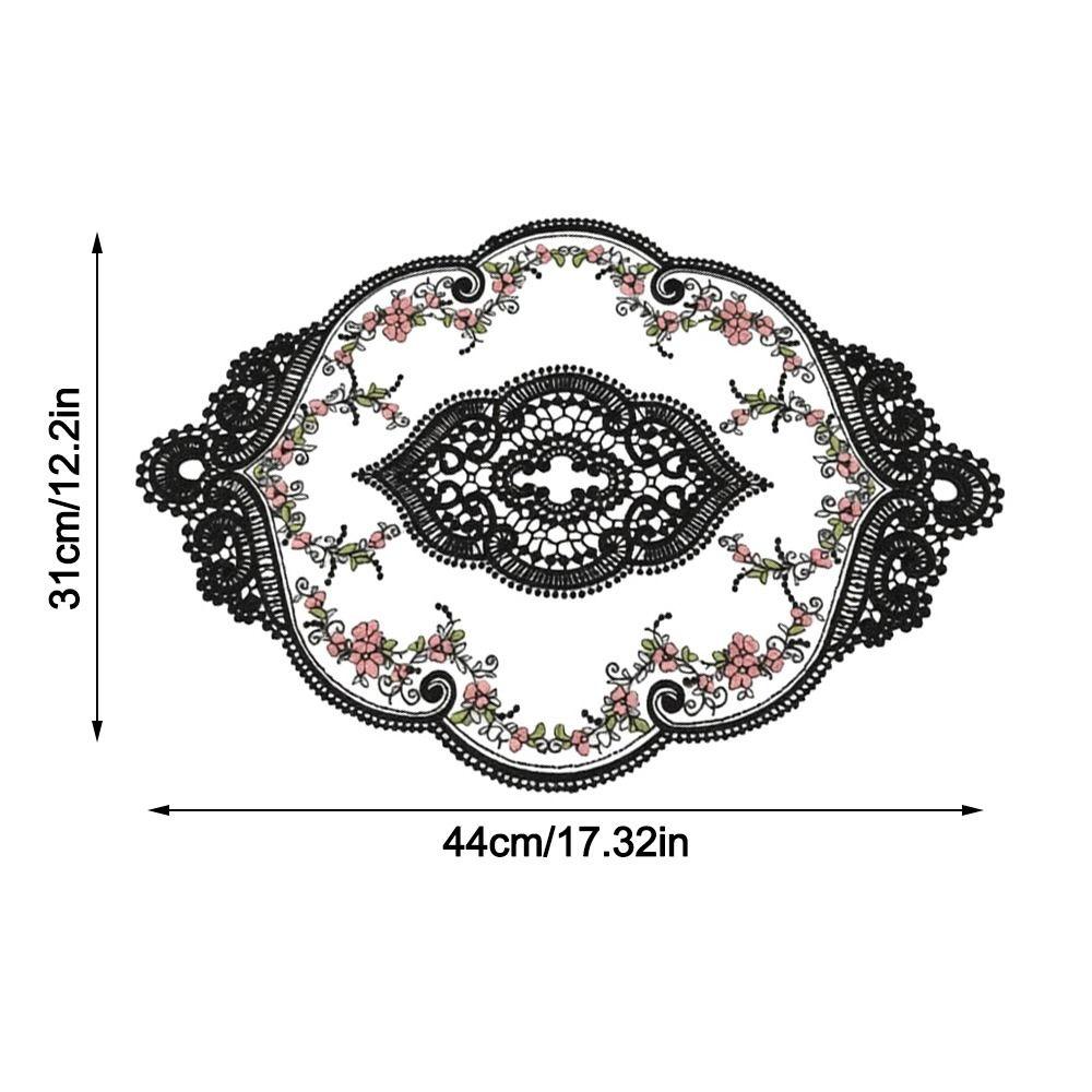 European Style Lace Embroidered Coaster Oval Coffee Drink Pad Dining Table Cover  for Home Decor
