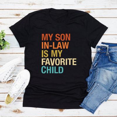 Meu genro é meu filho favorito Camisetas gráficas Camiseta engraçada de família Presente para sogra Camisetas femininas de manga curta
