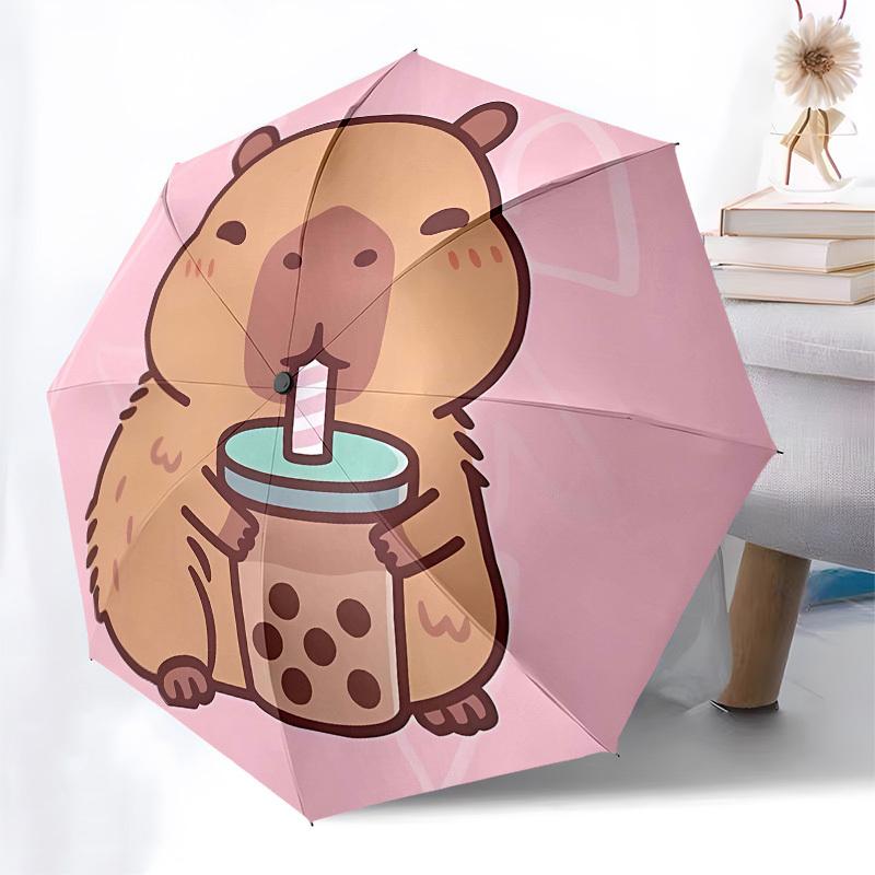 Capybara Automatic Opening and Closing, 8 Rib Structure Portable Umbrella, Suitable for Men and Women In All Seasons  Perfect Gift for Holid