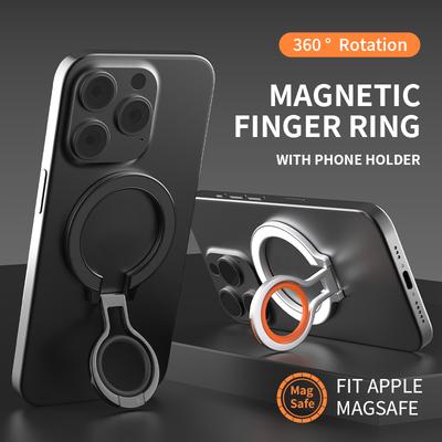Magsafe Magnetic Phone Finger Ring Holder Rechargeable Adsorbed On Magnetic Sheet 360° Rotating Foldable for iPhone 15 Universal