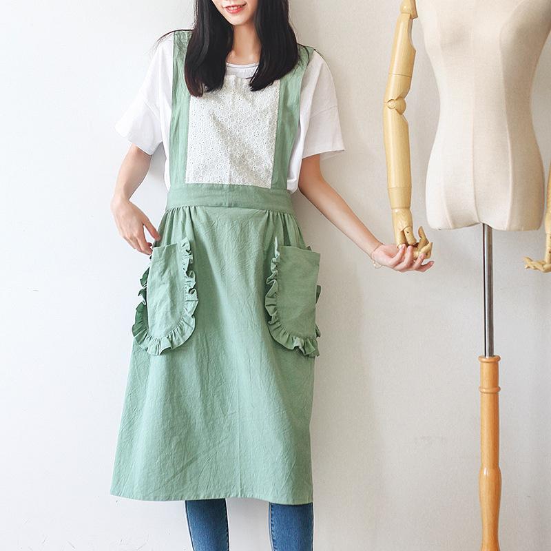 Cotton Linen Apron for Women Men BBQ Bib Chefer Kitchen Apron Barber Coffee Cooking Restaurant