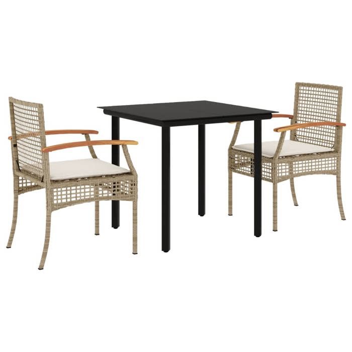 VidaXL Garden Dining Set with Cushions 3 Pcs, Patio Table and Chair, Patio Furniture, Outdoor Furniture, 3213631