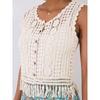 Small Fashion Lace V-neck Single Breasted Tassel Cut Out Crochet Knitting Cardigan Outer Wear Vest Sleeveless Tops