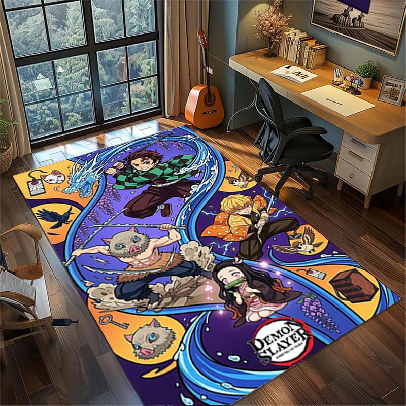 Non Slip Washable "Demon Slayer" Carpet Large Area Rug Floor Mat Bedroom Gamer Room Decor—kwq21