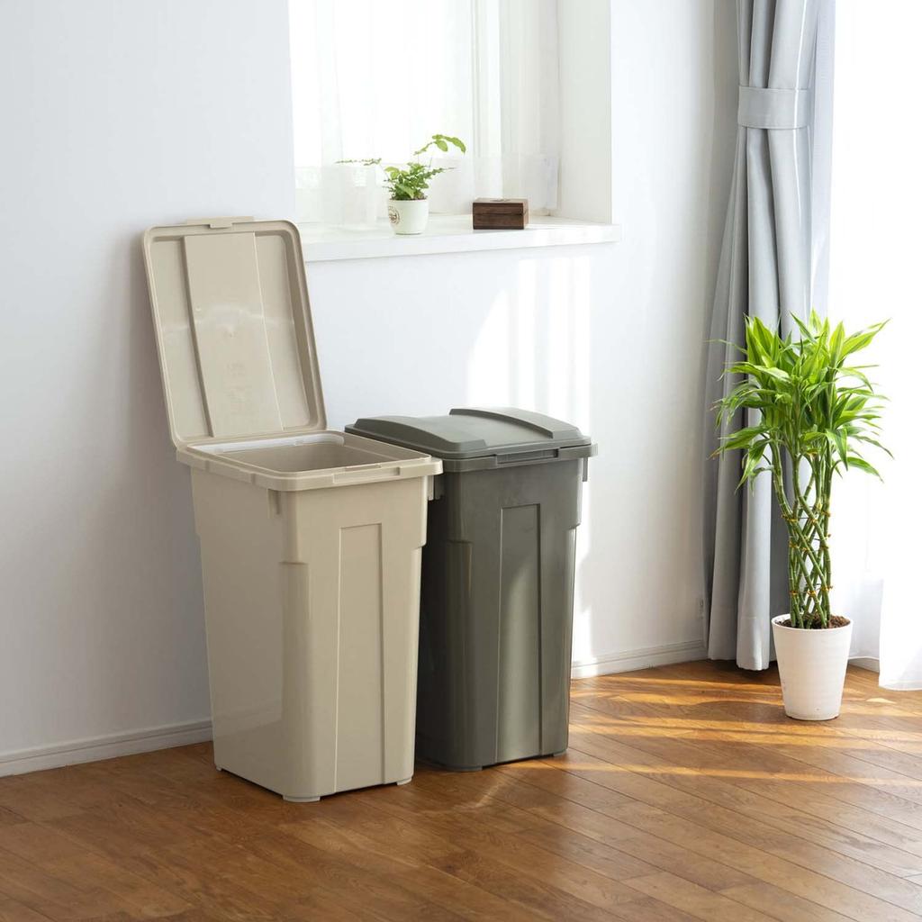 TONBO Shinki Synthetic Tombo Garbage Bin Connectable 45 Liters Khaki Green Width 31 x Depth 39 x Height cm With Lid Separation Durable Outdoor Balcony