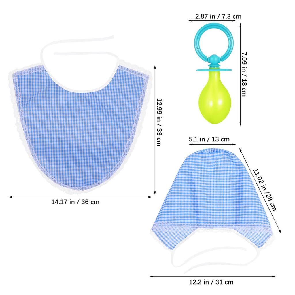 [JOINPAYA] 2-Piece Set Funny Adult Baby Clothes Cosplay Bib Pacifier Hat Cosplay Accessories Newborn Costume Photo Shoot Props Party