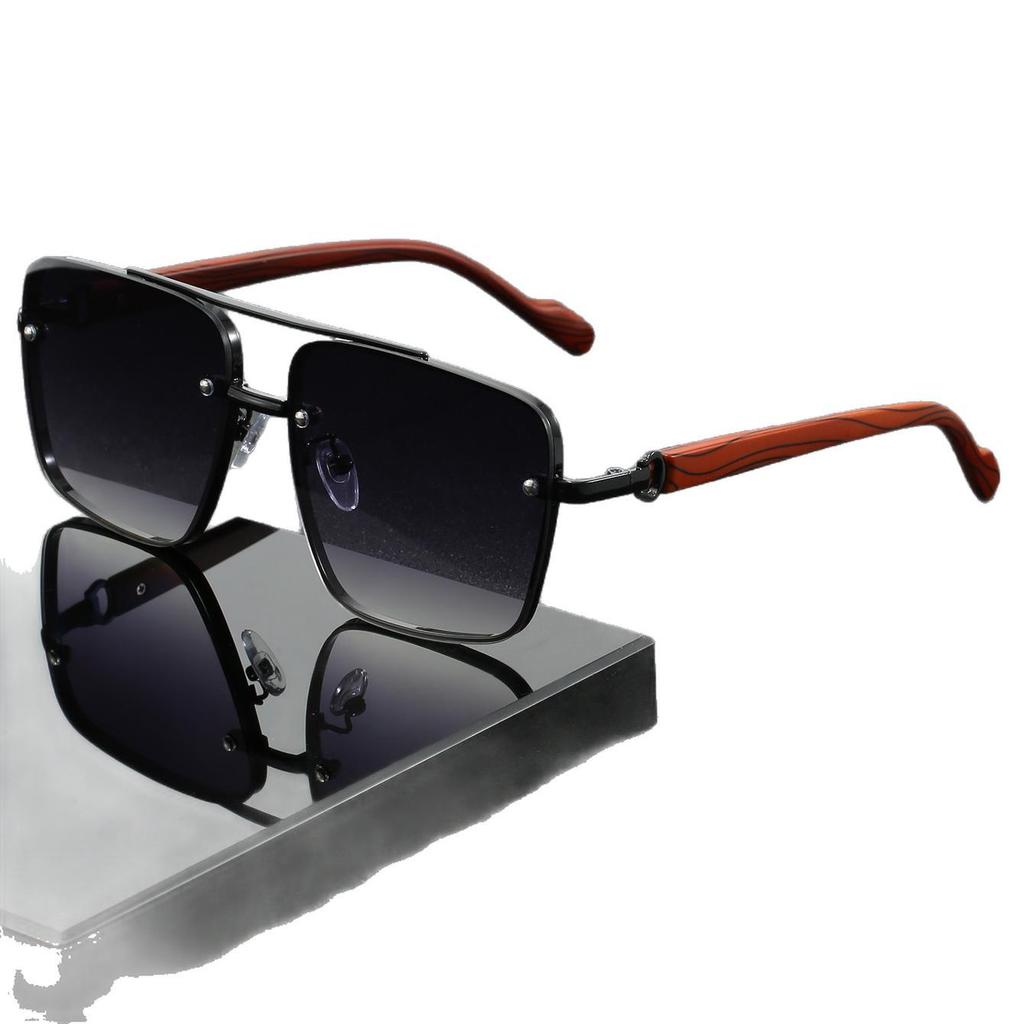 Men's Stylish Square Frame Double Bridge Sunglasses for Travel and Driving