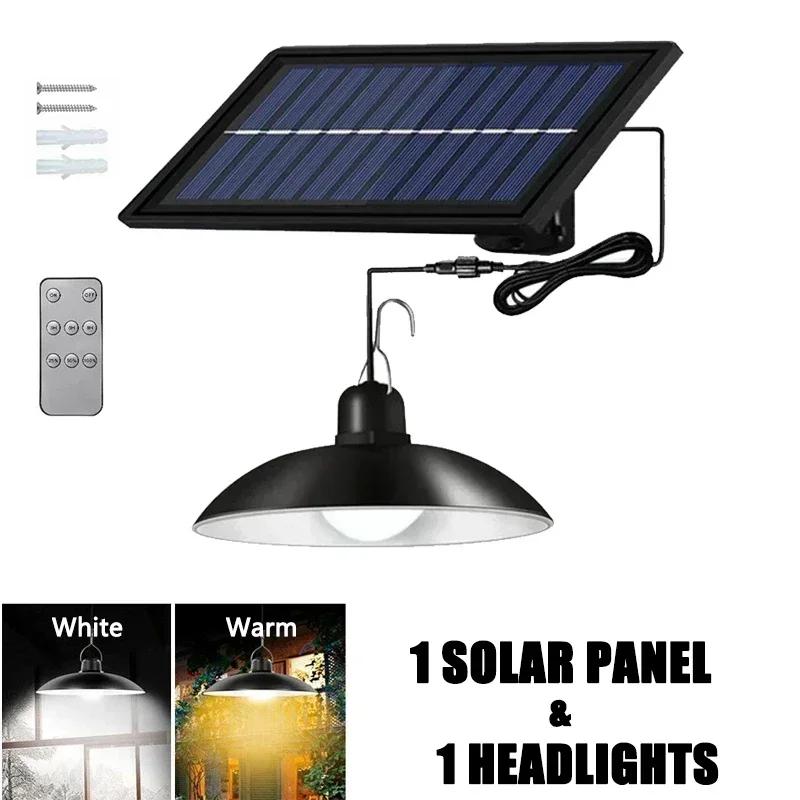 New Solar Power Pendant Light Remote Outdoor Lamp Waterproof Garden Chandelier Indoor Garden Yard Shed Barn LED with Remote