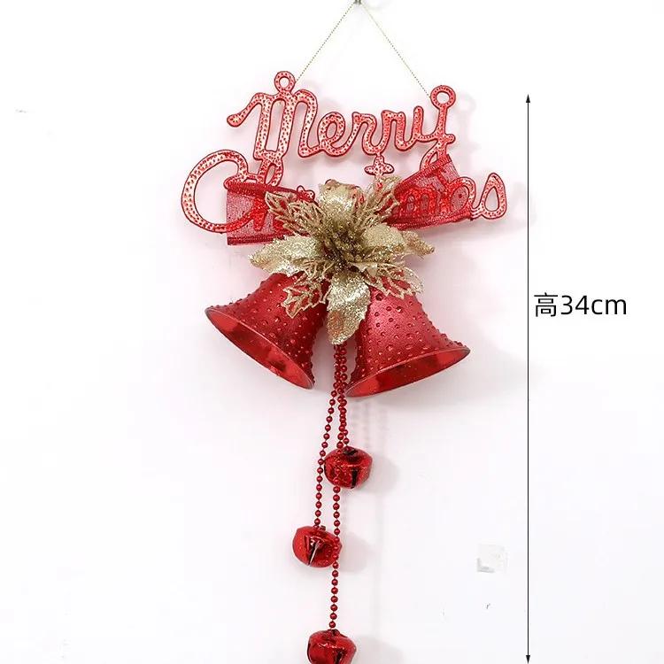 Christmas Lighted Bell Ornaments Hanging Large Jingle Bells Decorations for Tree with Holly Berry for Indoor Outdoor Christma