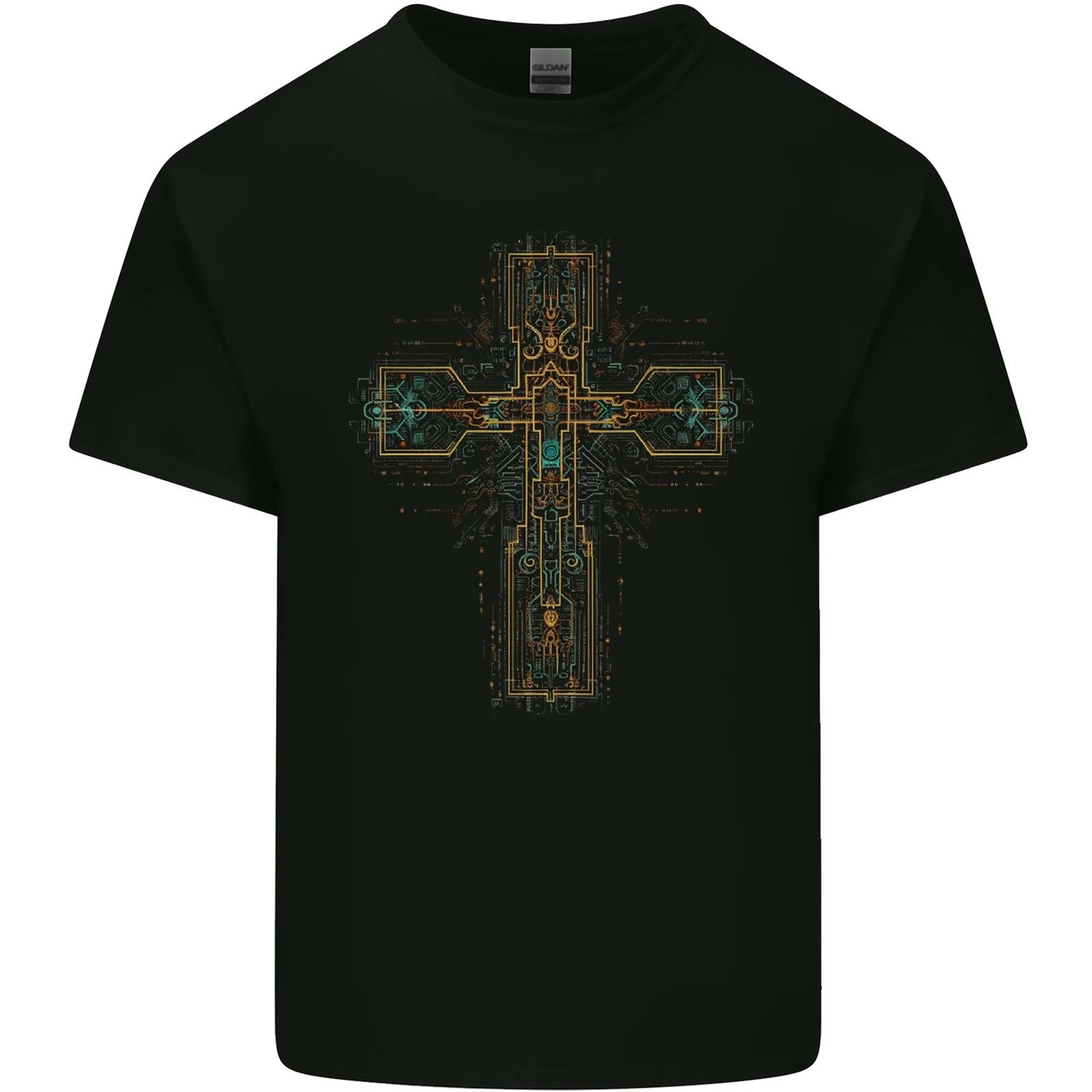 A Circuit Board Cross Gothic Goth Techy Kids T-Shirt Childrens 3XL