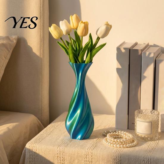 Modern Flower Vase 3D Printed Vase, Twisted Minimalist Arrangement Holders, Artistic Line Design Elegant Home Decor for Living Room Bedroom
