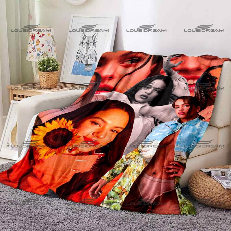Pop Female Star Flannel Decorative Thin Blanket Rosalia Vila Tobella Beautiful Photo Blanket Portable Home Travel Office Blanket
