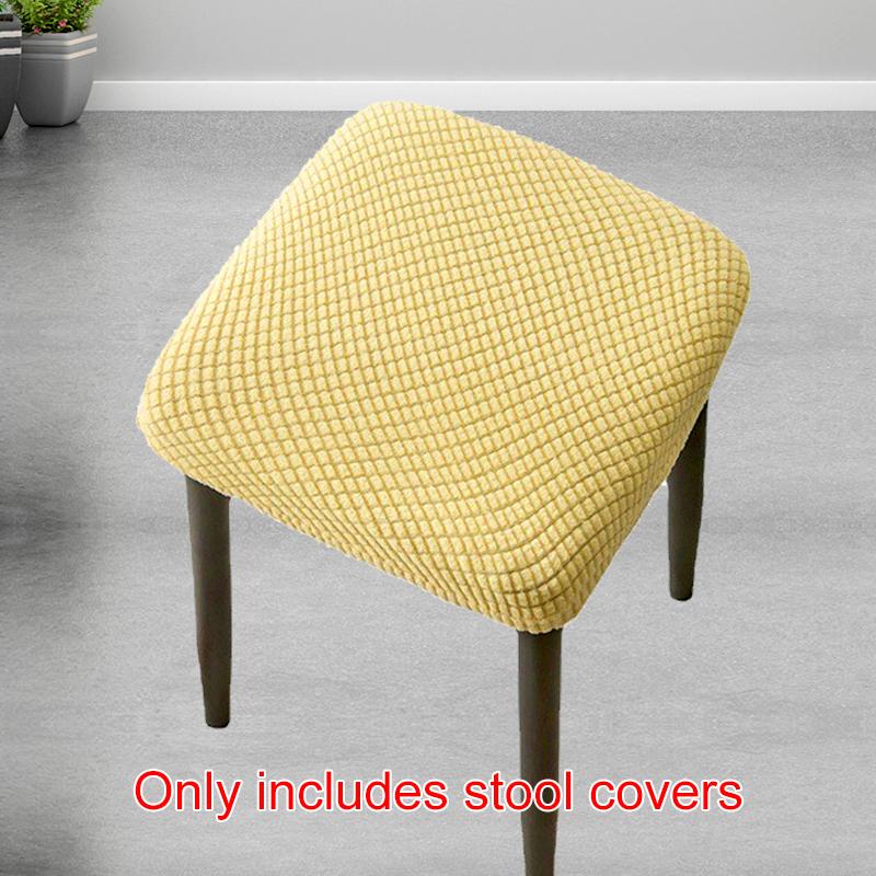 1Pc Stool Cover Dustproof Polyester Elastic Stool Chair Covers Removable Square Seat Cover Solid Color Chair Covers