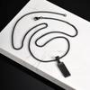 Black Acrylic Rectangular Pendant Necklace for Men,Waterproof Stainless Steel Vertical Necklace,Trendy Casual Jewelry Gift