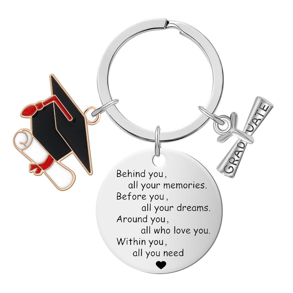 Stainless Steel Inspirational Graduation Keychain for Classmates and Teachers