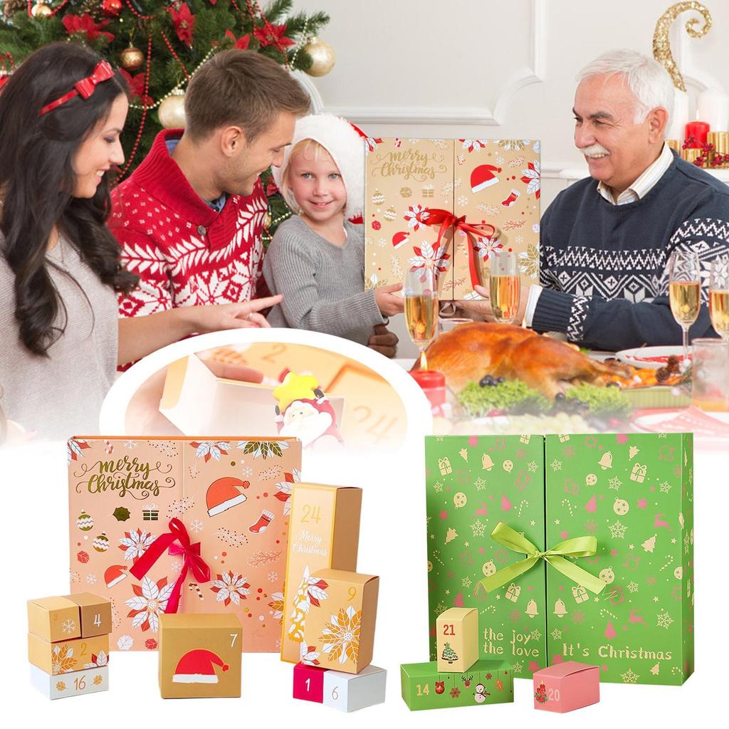 Foldable Christmas Advent Calendar Boxes To 24 Grids Countdown Calendar Boxes Christmas Empty Storage Boxes For Xmas Gifts