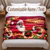 Christmas Theme Soft Blanket Personalized Custom Name Text Print Warm Blanket Home Sofa Bedroom Decor
