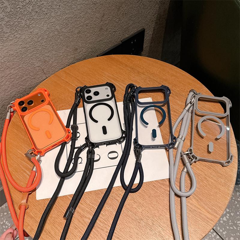Crossbody Necklace Strap Lanyard Clear Magnetic Case For iPhone 17 16 14 15 12 13 Pro Max 16Plus 11 For Magsafe Shockproof Cover