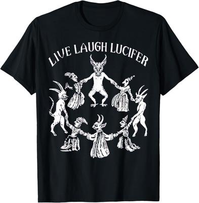 Lebe Lache Luzifer Klassisches T-Shirt, Horror Satan Satanisch Dämonisch Teufel Ziege T-Shirt