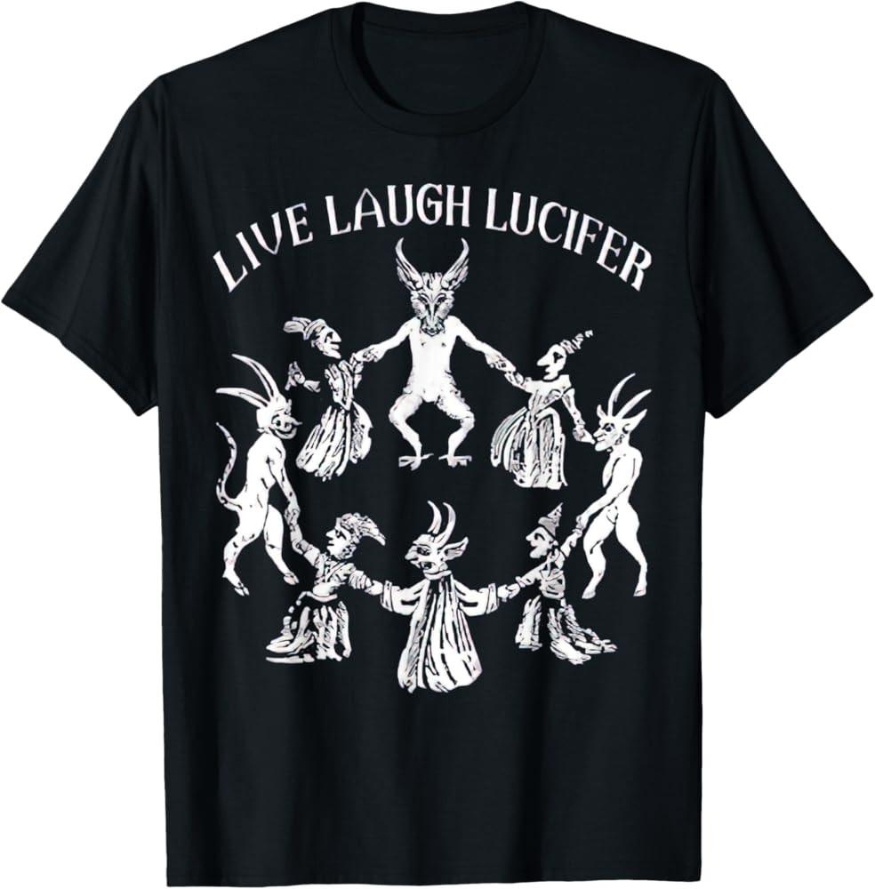 Live Laugh Lucifer Classic T-Shirt, Horror Satan Satanic Demonc Devil Goat Tee