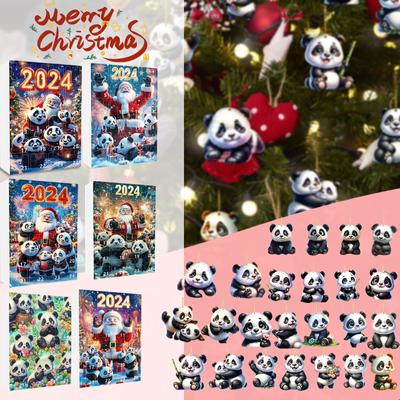 24 Tage Weihnachts-Adventskalender, Countdown-Kalender 2D flacher Acrylbär-Charme, Countdown-Anhänger, süßer Weihnachtsbaum-Charme