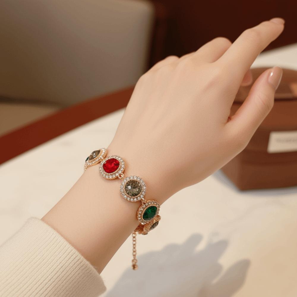 Glänzendes Vintage Strassarmband Gold Geometrischer Armreif Mode Zirkonarmband Partyschmuck