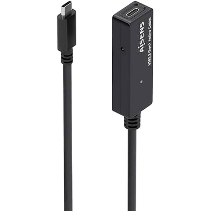 Câble USB - AISENS - A107-0870 - 10 m - USB 3.2 Gen1X1 - Noir avec amplificateur