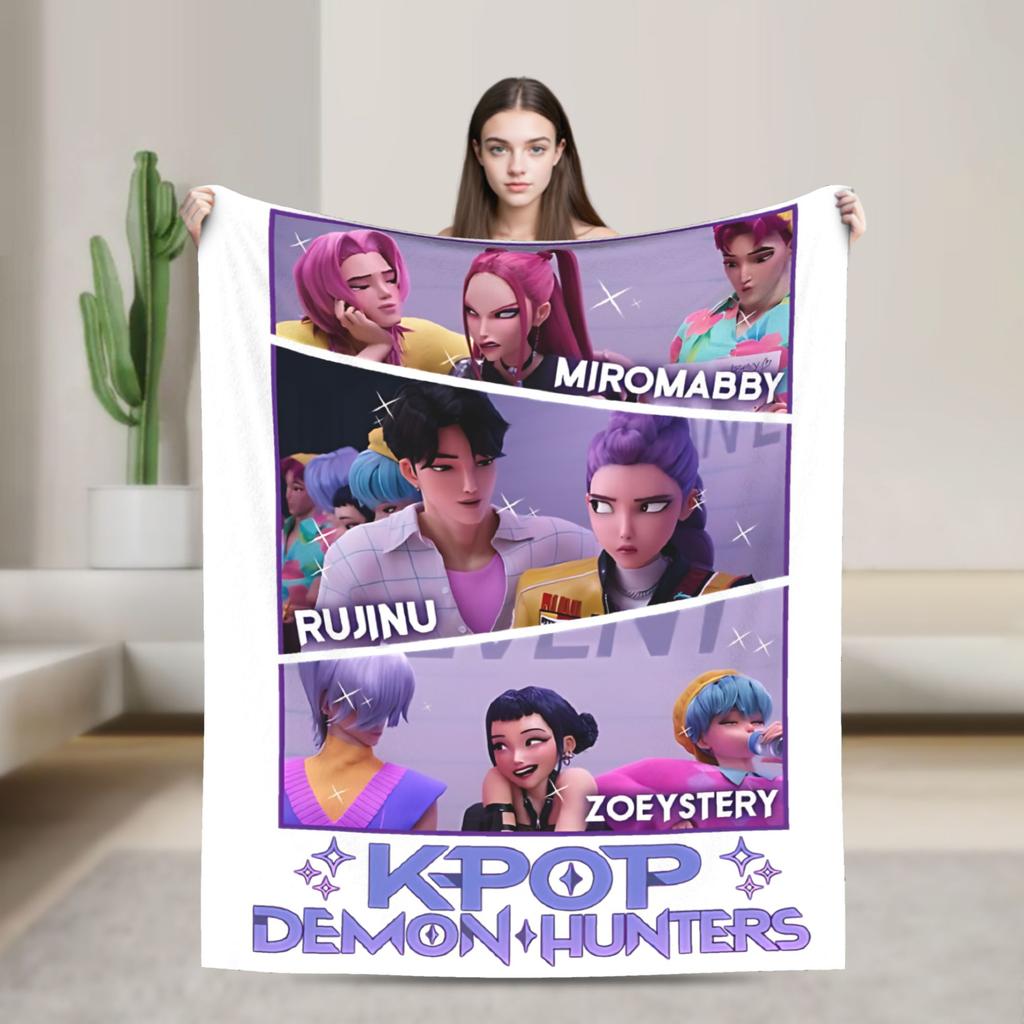 Saja Boys Kpop Demon Hunters Blankets  Flannel Awesome Soft Throw Blanket for Chair Covering Sofa  Winter