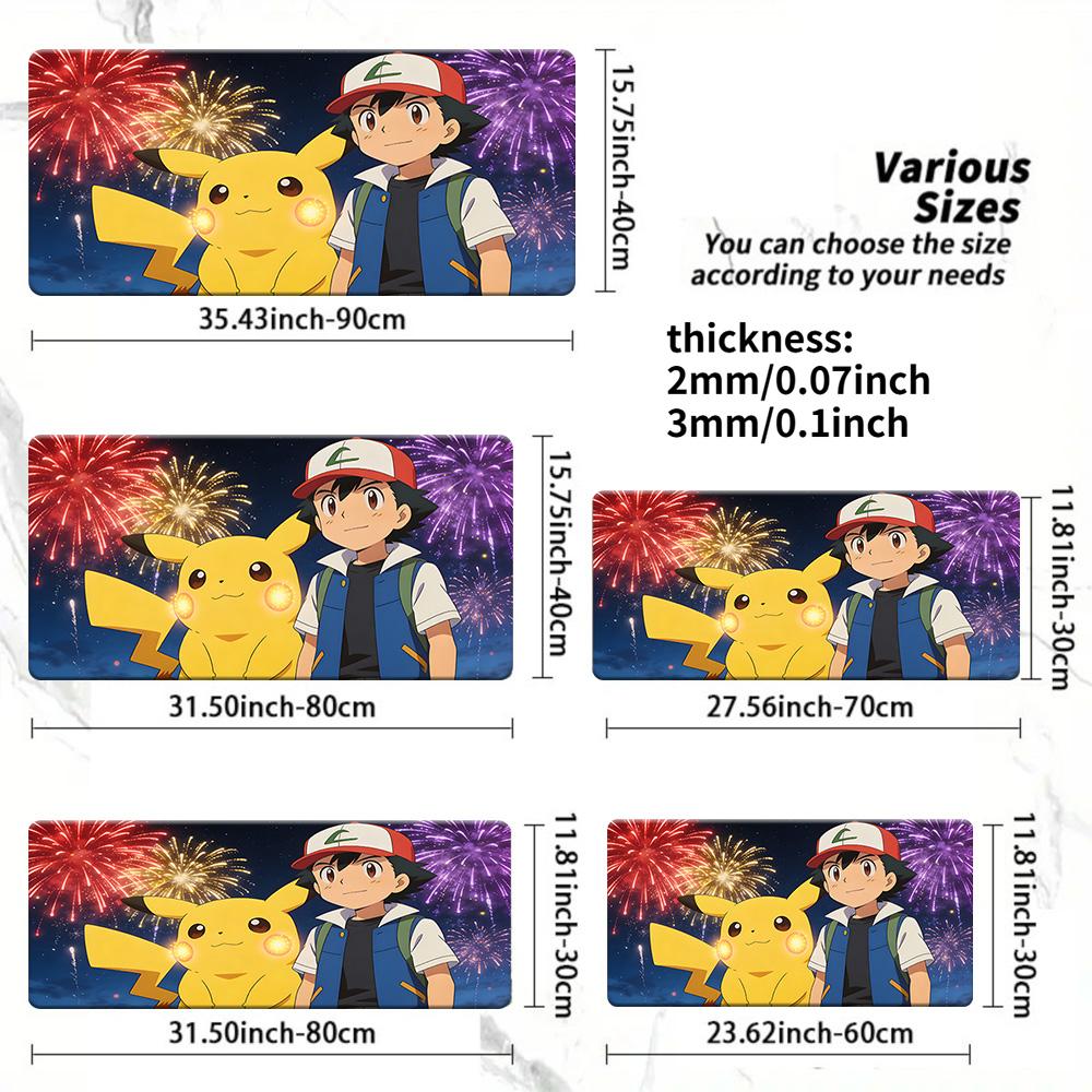 Pokemon Ash  Pikachu Forest Gaming Desk Mat NonSlip Washable Mouse Pad 30x80x0.2cm