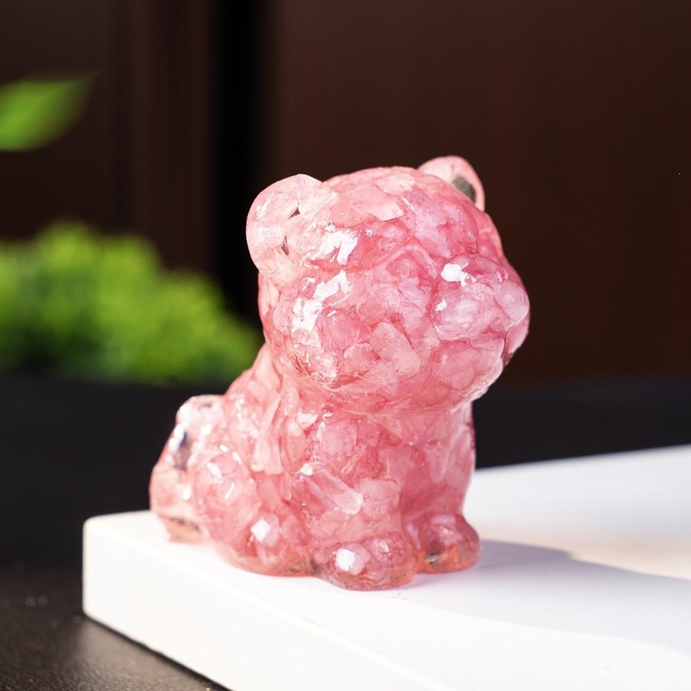 Resin Tiger Figurine Home Decor With Natural Crystal For Living Room Display