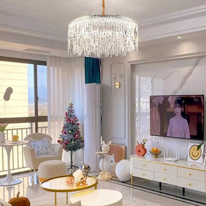 Luxury Nordic Lustre Crystal LED Chandelier Indoor Ceiling Pendant Light Villa Living Dining Room Bedroom Hanging Decor Lighting