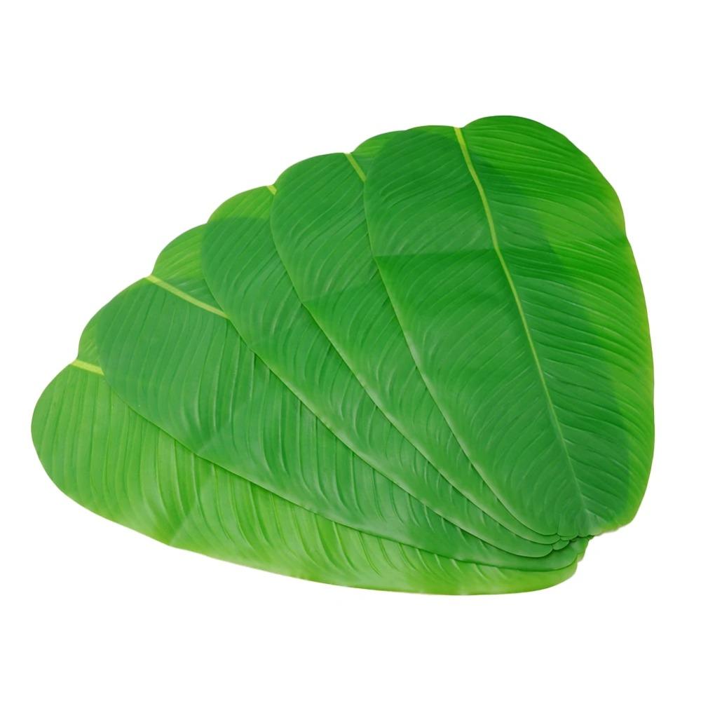 Green Artificial Banana Leaf Place Mats Large Drink Cup Coasters Green Plants Hawaiian Luau Party