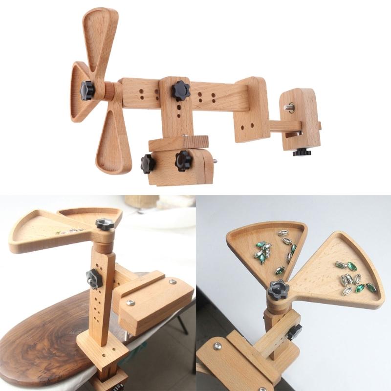 Adjustable Rotated Embroidery Hoop Stand 360 Degree Rotating Embroidery Frame Stand Wooden Cross Stitching Hoop Stand