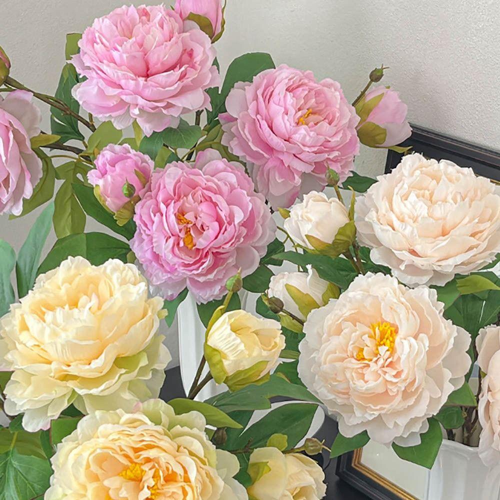 2 Heads Peony Lifelike Flowers Multicolor Simulation Plants Vivid Bridal Bouquets  Party Supplies