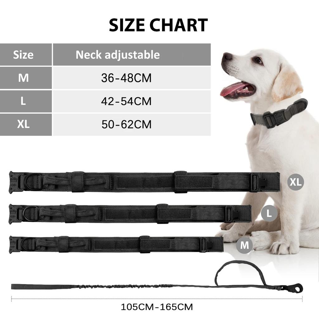 Tactical Dog Collar Leash Set Nylon Material Durable Dog Collar Reflective Leash Pet Training Dog Collar Large Dog Leash Set