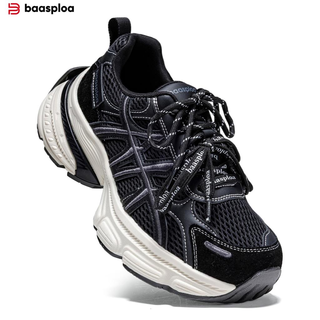 BAASPLOA Damen-Sportschuhe mit dicker Sohle, Laufschuhe aus Mesh, Freizeitschuhe, Wanderschuhe, Studentenschuhe, flache Schuhe, Tennisschuhe, atmungsaktiv