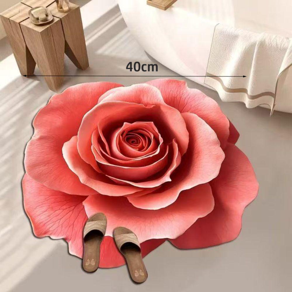 Durable Special-shaped Flower Carpet Soft Non-slip Bathroom Floor Mat Absorbent Rose Floor Mat for Living Room Tea Table Bedside