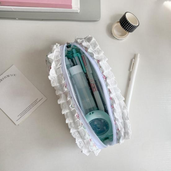 Girls Pencil Pouch Cute Floral Pencil Case Large Capacity Zipper Pen Bag Makeup Bag School Supplies for Students Girls Office Travel