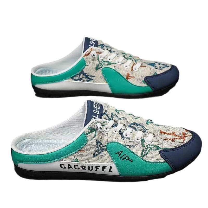 Baotou Half Tray Men's Shoes 2025 New Breathable Heel-free Forrest Gump Shoes Outdoor One-pedal Lazy Shoes Men