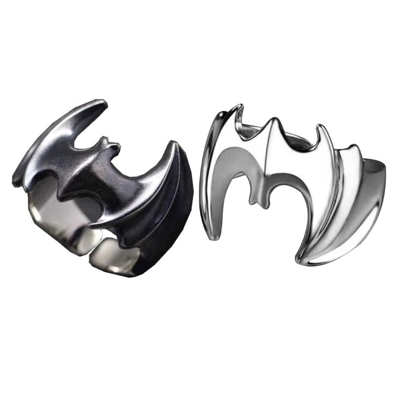 Vintage Bat Ring Finger Rings for Men Open Size Gun Black / Silver Color Jewelry Ring Personality Band Party Ring Wholesale