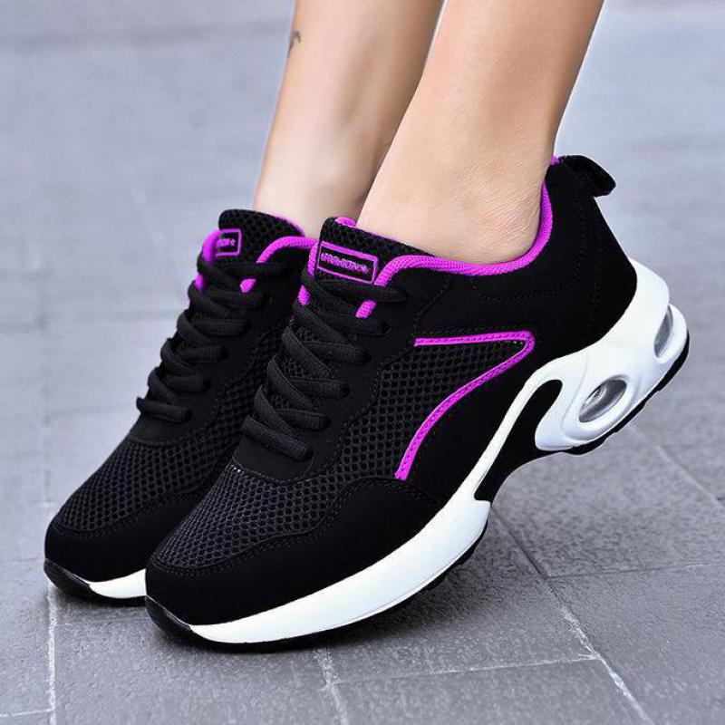 Fashion Black Sports Shoes Mesh Breathable Adult Sneakers Women Shoes Thick Sole Tennis Running Shoes 2025 Spring Summer Sneakers Ladies