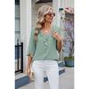 New, Hot-selling, Chiffon Shirt, Medium-sleeved V-neck Pleated Ruffle Edge Loose Women's Top