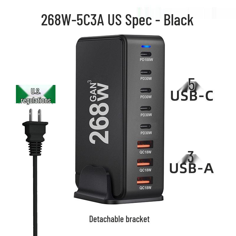 240W GaN PD Multi-Port Charger for Phones and Laptops - High Power Desktop Charging Station