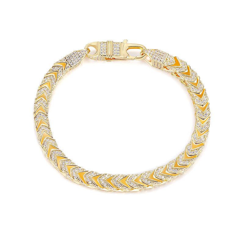 A European and American 6mm zircon bracelet necklace set hip-hop personalized lock buckle accessories, popular