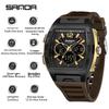 SANDA Barrel-Shaped Men's Watch: Dual Display, 50M Waterproof, Luminous, World Time, Stylish & Versatile