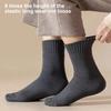 1 Pair Men Winter Socks Mid-tube Thick Thermal Insulation Home Bedroom Wear Floor Socks Solid Color Anti-slip Knitted Daily Wear Sport Socks