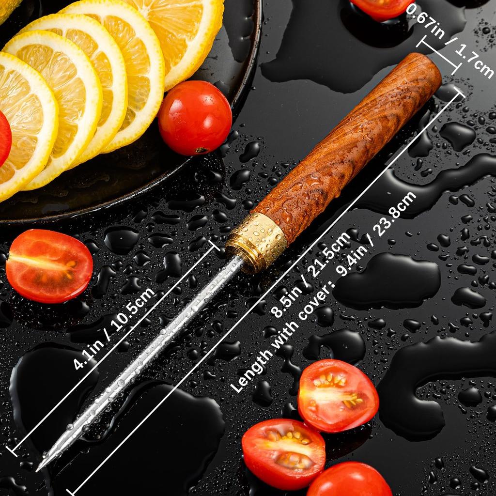 Ice Pick 2Pcs. Ice Picks for Breaking Ice. 9 Inches Length. Secure Wooden Caps and Non-slip Wooden Handles. Easy to Store. For Use in Kitchen Bars