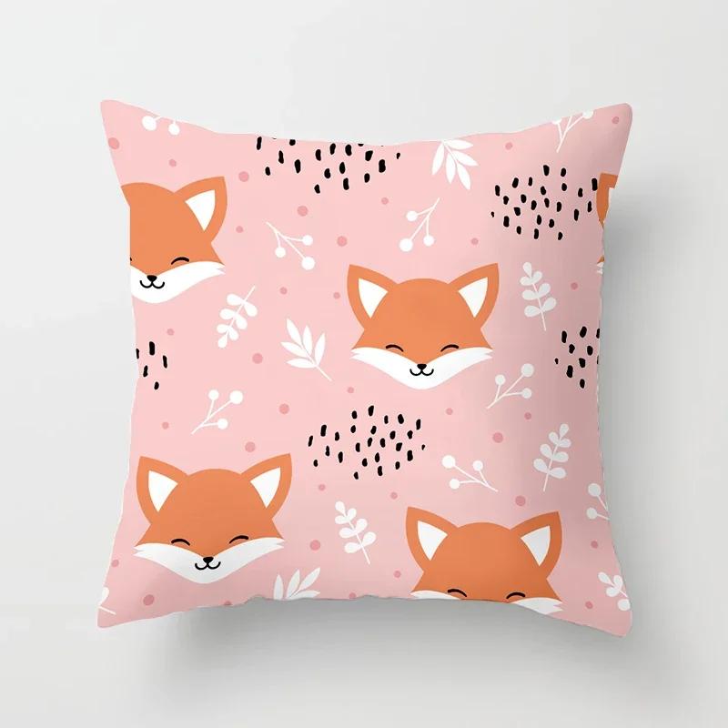 Cartoon Fox Animal Car Pillowcase Polyester cushion covers for living room Throw Pillow Case  Sofa Decoration Pillowcover