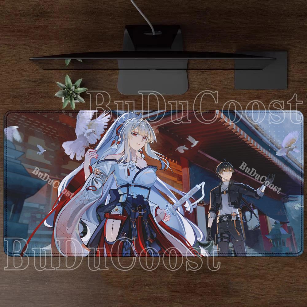 Gaming Wuthering Waves Hiyuki Mousepad Gaming Office Keyboard XXL Mouse Pad Anime Sexy Girl Rubber HD Printing Overlock Desk Mat